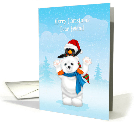 Polar Bear and Penguin, Christmas Dear Friend card (1406080)