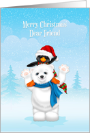 Polar Bear and Penguin, Christmas Dear Friend card