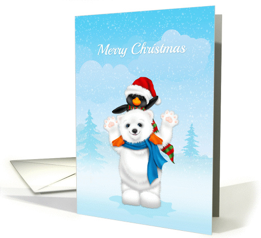 Polar Bear and Penguin, Merry Christmas card (1406190)