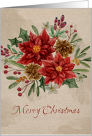 Watercolor Poinsettia Bouquet - Merry Christmas card