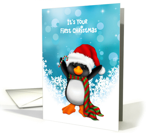 Holiday Penguin with Snowflakes - First Christmas card (1406266)