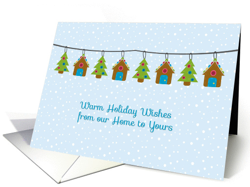 House and Christmas Tree Bunting, From Our Home to Yours card