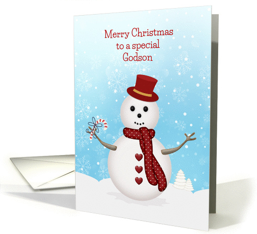 Merry Christmas Godson, Snowman card (1406600)