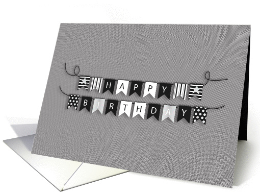 Black and White Birthday Bunting card (1406656)