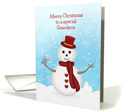Merry Christmas Snowman for Grandson card (1406780)