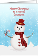 Merry Christmas Snowman for Grandson card