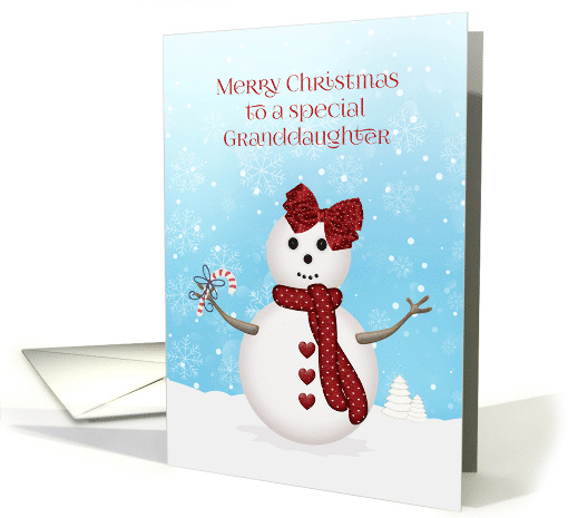 For Granddaughter Merry Christmas Snowgirl card (1406894)