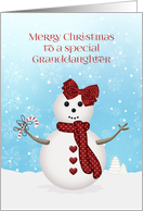 For Granddaughter Merry Christmas Snowgirl card