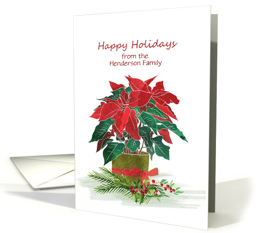 Happy Holidays Poinsettia Plant, Personalize card (1406944)