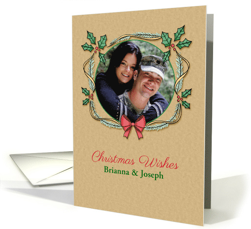 Holly Frame Christmas Photo Card, Customize card (1407094)