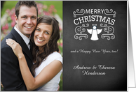 Chalkboard Scrolls and Angel, Christmas Photo Card