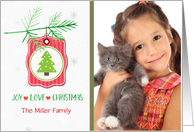 Christmas Tag with Branch Photo Card, Customize card