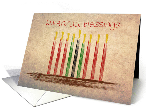 Watercolor Look Kinara, Kwanzaa Blessings card (1407740)