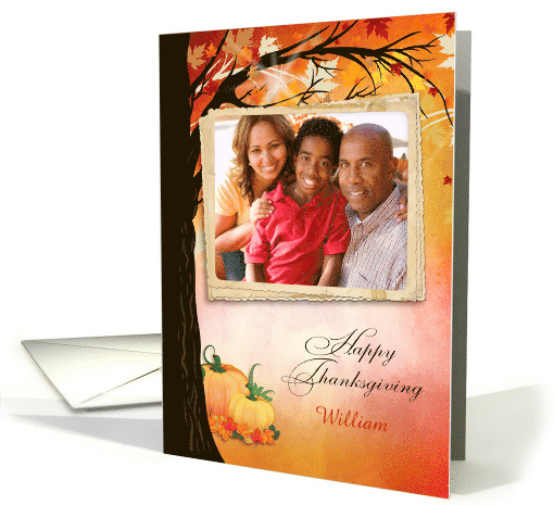 Autumn Tree Thanksgiving Photo Card, Customize card (1408910)
