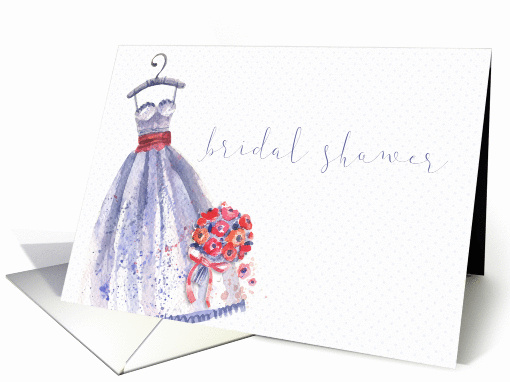 Wedding Gown Watercolor, Bridal Shower Invitation card (1409132)
