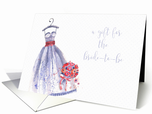 Wedding Gown Watercolor, Bridal Shower Gift card (1409282)