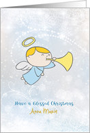 Little Angel with Horn, Blessed Christmas, Customize card