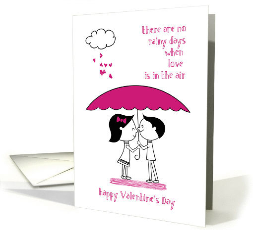 Loving Couple Under Pink Umbrella, Valentine's Day card (1410316)