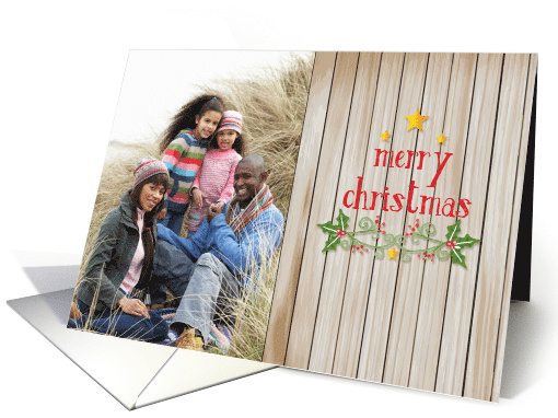 Rustic Wood with Holly, Merry Christmas Photo card (1410946)