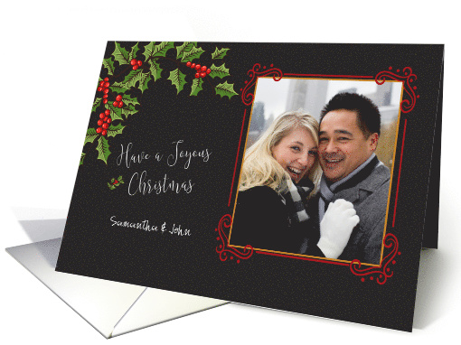 Joyous Christmas, Ornate Frame Christmas Photo card (1411108)