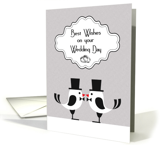 Gay Men Wedding Congratulations, Birds in Top Hats card (1411540)