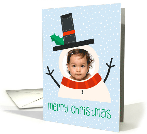 Christmas Snowman Face, Add Your Own Photo card (1411946)