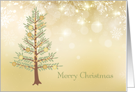 Christmas Tree on Gold with Snowflakes card