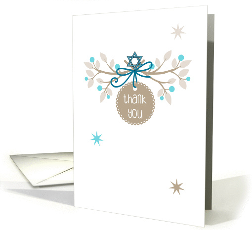Thank You for Hanukkah Gift with Tree Branches and Tag card (1412094)