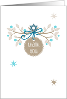 Thank You for Hanukkah Gift with Tree Branches and Tag card