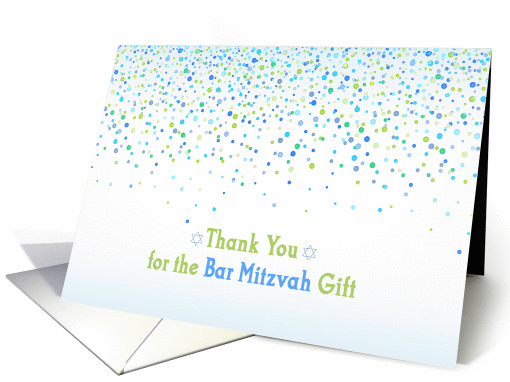 Thank You for Bar Mitzvah Gift, Blue Watercolor Dots card (1412102)