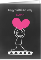 Boy Stick Figure with Heart, Valentine’s Day, Customize card