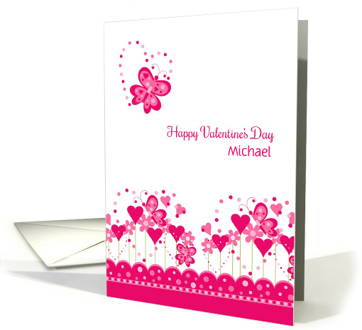 Happy Valentine Garden with Hearts and Butterflies, Customize card