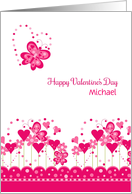 Happy Valentine Garden with Hearts and Butterflies, Customize card