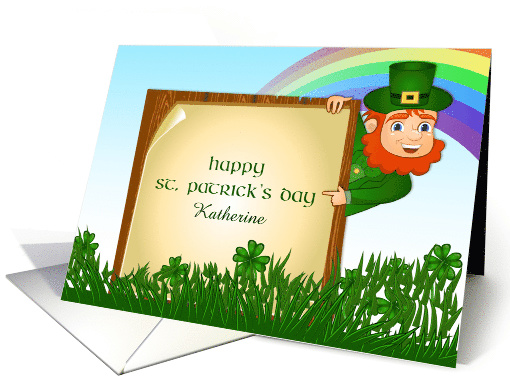 Leprechaun with Sign, St. Patrick's Day, Customize card (1421006)