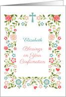 Floral Frame with Cross for Confirmation, Customize card