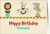 Circus Animals Birthday Wishes, Customize card