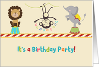 Circus Animals Birthday Party Invitation card