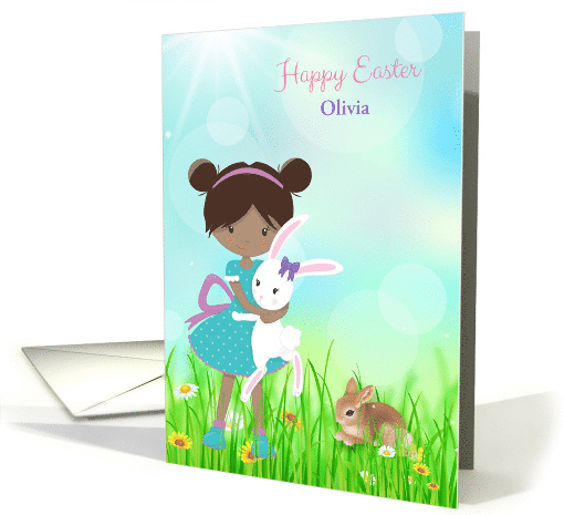 Little Dark Skinned Easter Girl, Customize card (1422992)