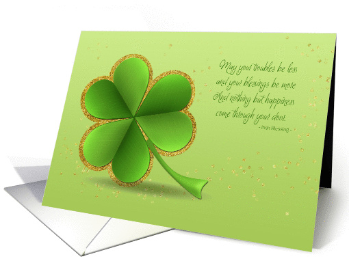 Shamrock with Gold Confetti and Irish Blessing for Saint... (1424010)