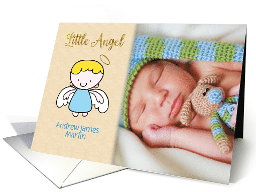 Little Boy Angel Customized Baby Photo Announcement card (1425194)