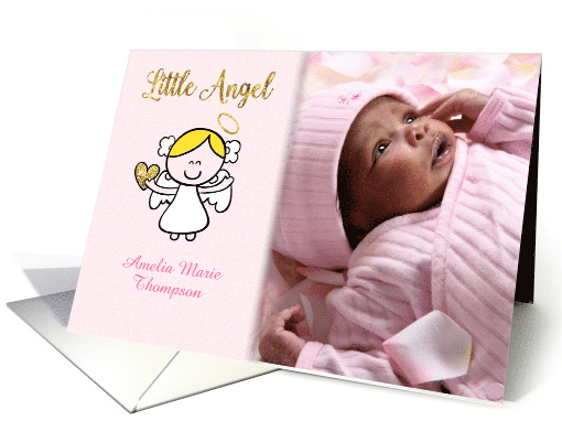 Little Girl Angel Customized Baby Photo Announcement card (1425436)