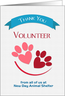 Animal Shelter Volunteer Customized Thank You, National Volunteer Week card
