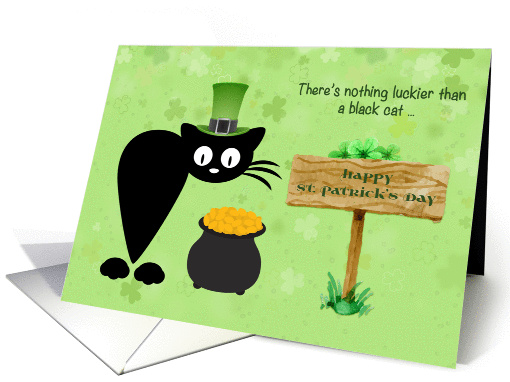 Black Cat with Hat, St. Patrick's Day card (1425908)