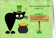 Black Cat with Hat, St. Patrick’s Day card