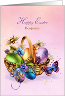 Elegant Basket of Eggs, Happy Easter Customize card