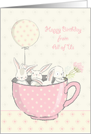 Teacup with Bunnies, Happy Birthday from Group card