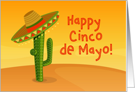 Cactus with Sombrero, Cinco de Mayo card
