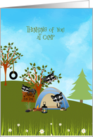 Thinking of You at Camp with Racoons card