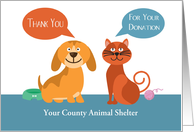 Thank You for Donation to Animal Shelter, Customize card