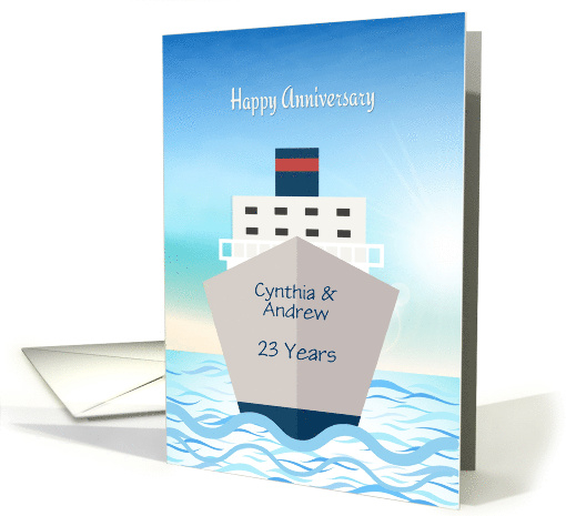 Wedding Anniversary Congratulations with Cruise Ship, Customize card